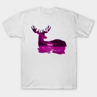 Pink Deer Silhouette T-Shirt